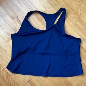 💚 Navy Racerback Crop Tank Top with Shelf Bra
